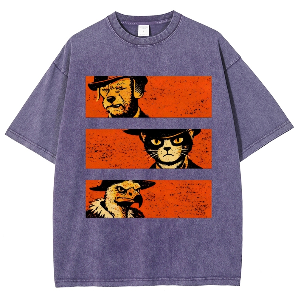 Noir Animal Trio Portrait Washed T-Shirt