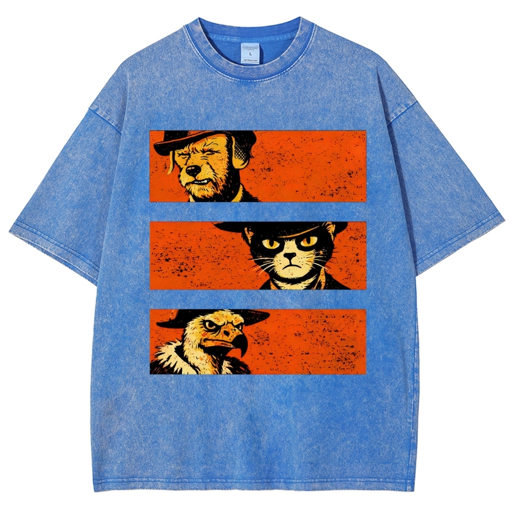 Noir Animal Trio Portrait Washed T-Shirt