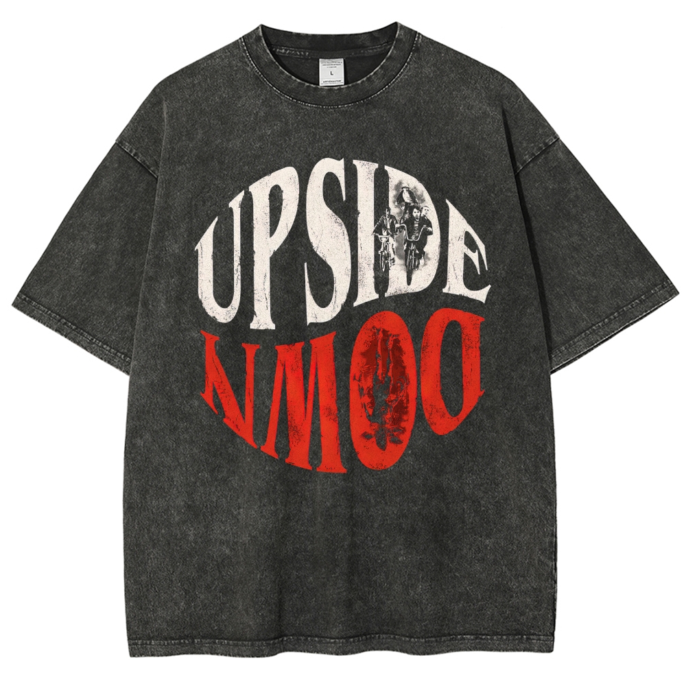 "Upside Down" Retro Horror  Washed T-Shirt