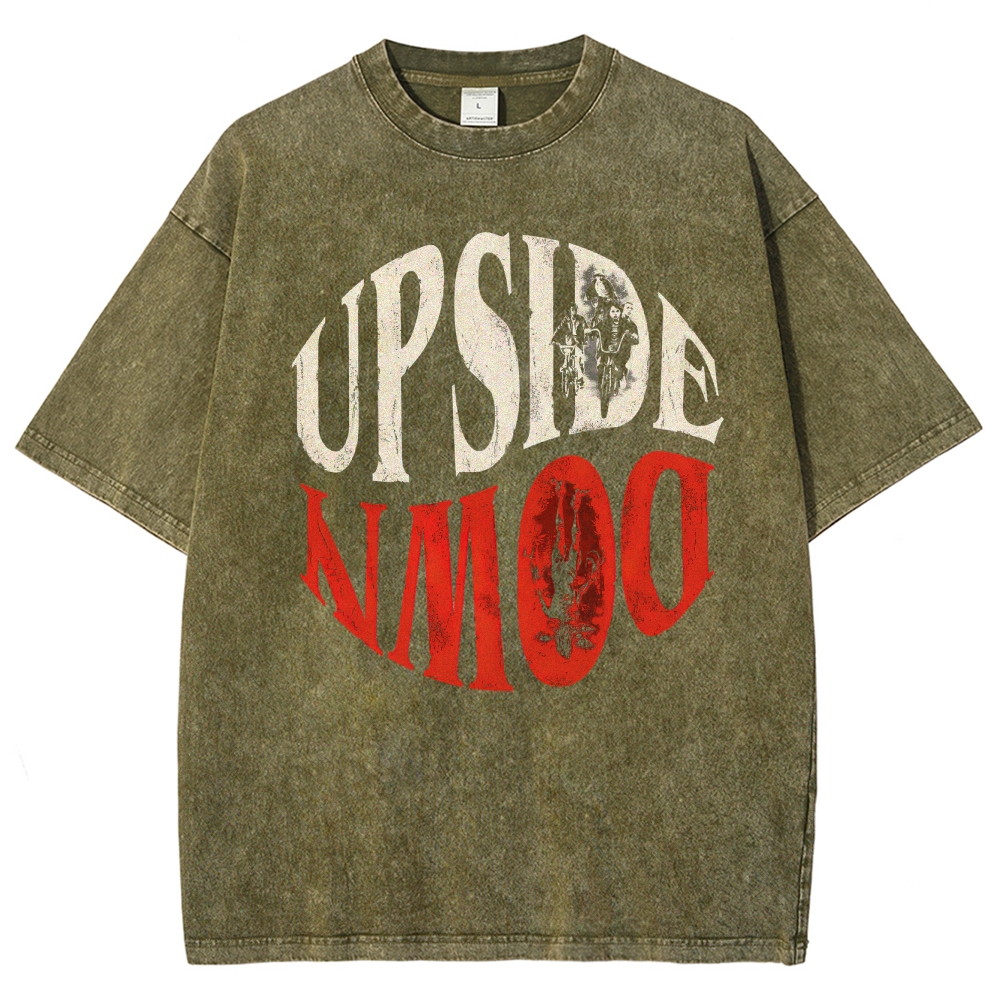 "Upside Down" Retro Horror  Washed T-Shirt
