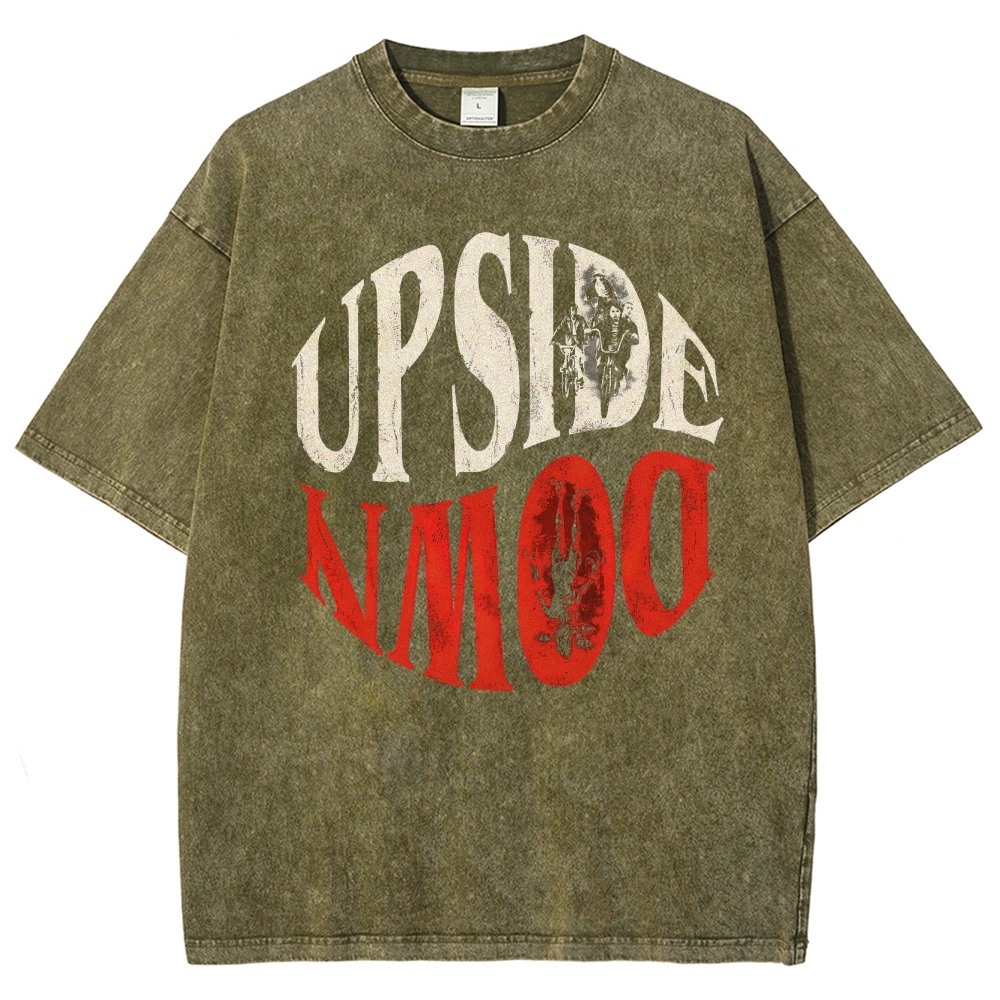 "Upside Down" Retro Horror  Washed T-Shirt