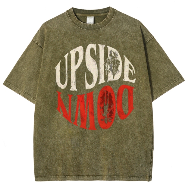 "Upside Down" Retro Horror  Washed T-Shirt