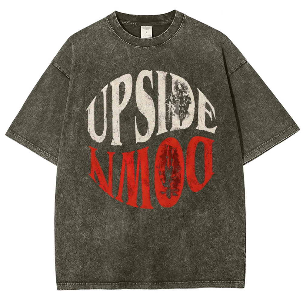 "Upside Down" Retro Horror  Washed T-Shirt