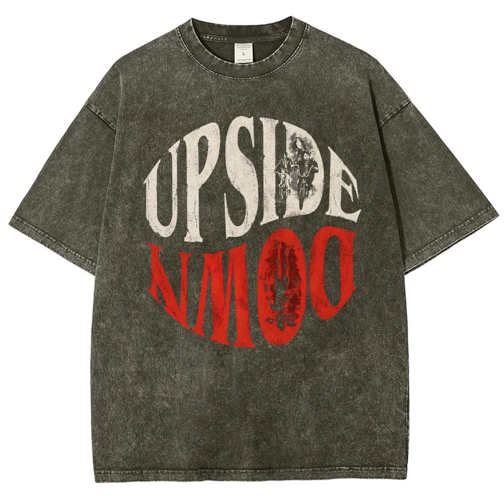 "Upside Down" Retro Horror  Washed T-Shirt