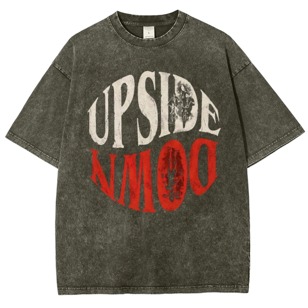 "Upside Down" Retro Horror  Washed T-Shirt