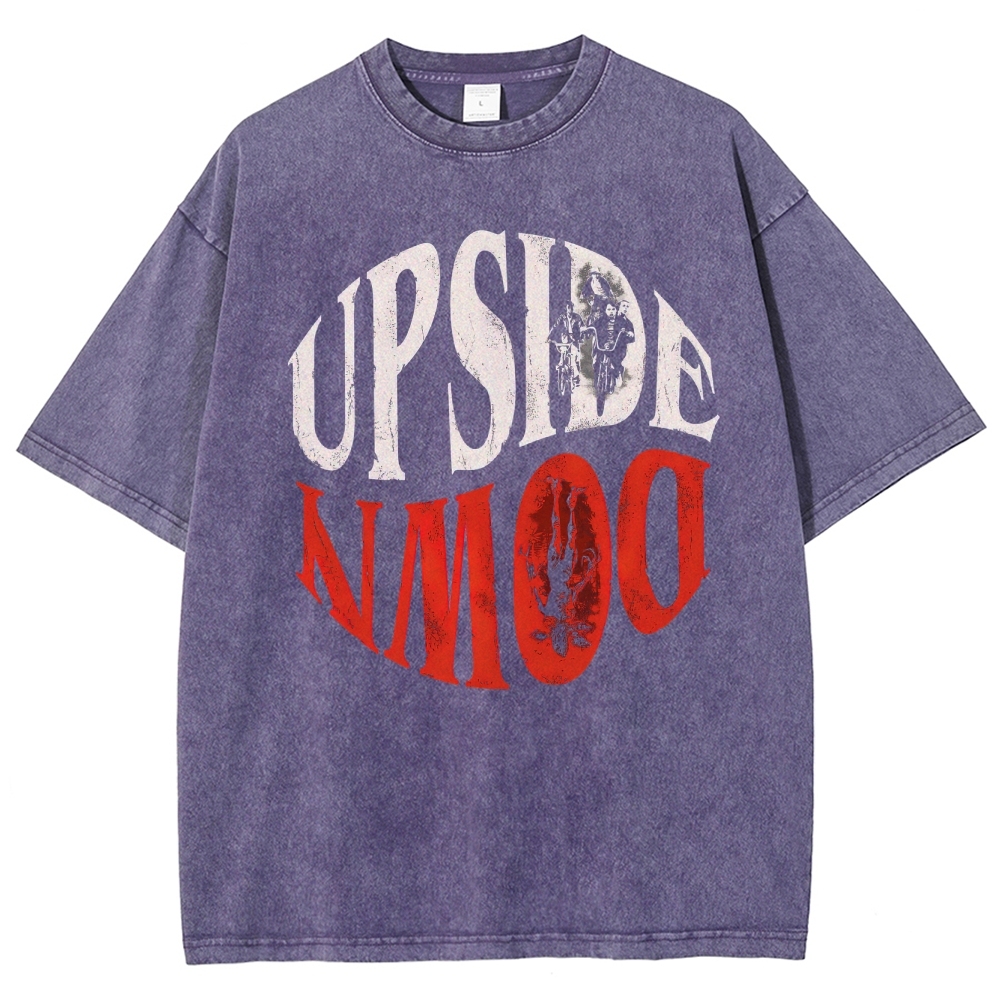 "Upside Down" Retro Horror  Washed T-Shirt