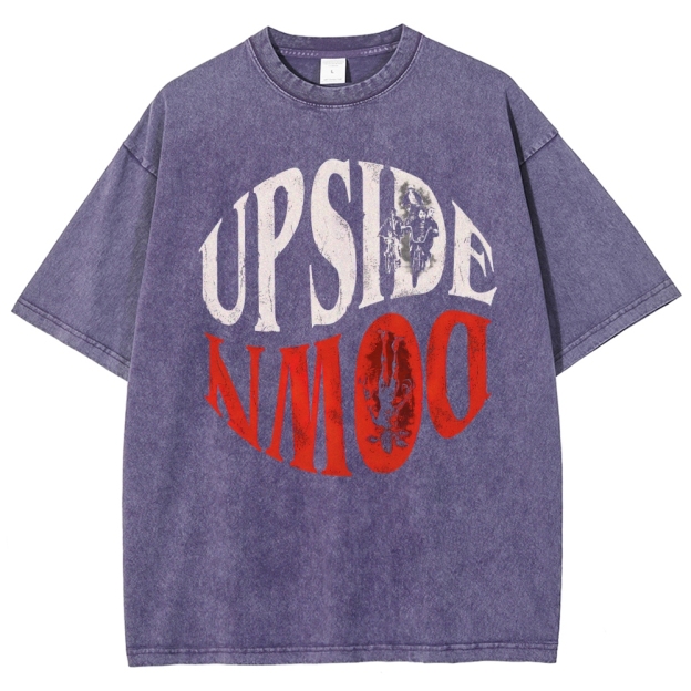 "Upside Down" Retro Horror  Washed T-Shirt