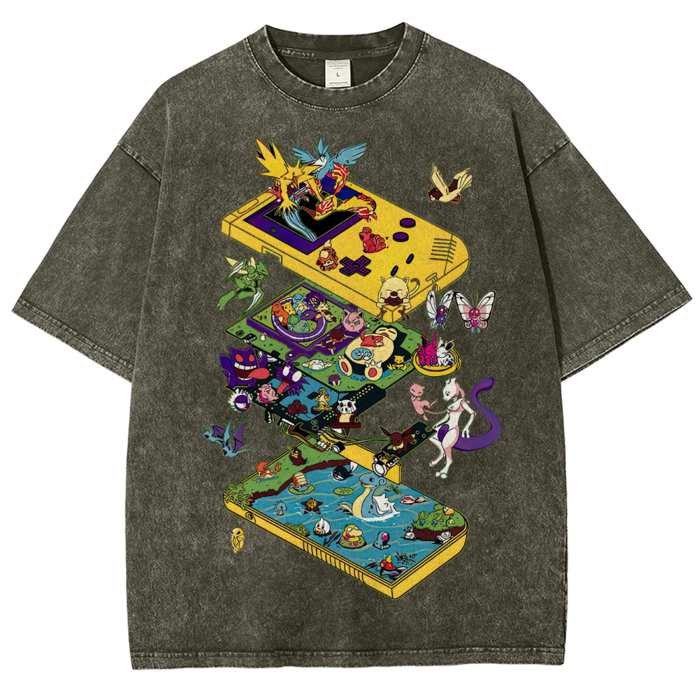 Handheld Console Monster World Washed T-Shirt