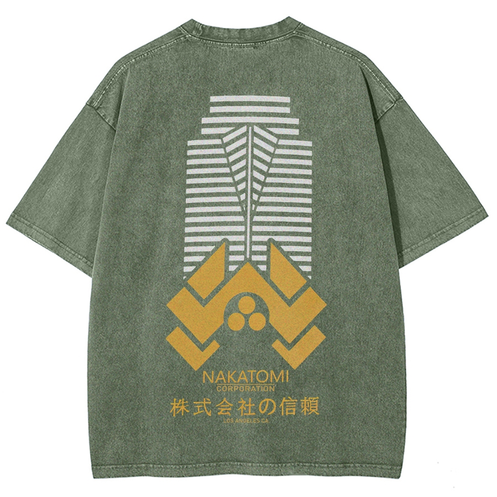 Retro 80s Action Die Movie Graphic  Washed T-Shirt 