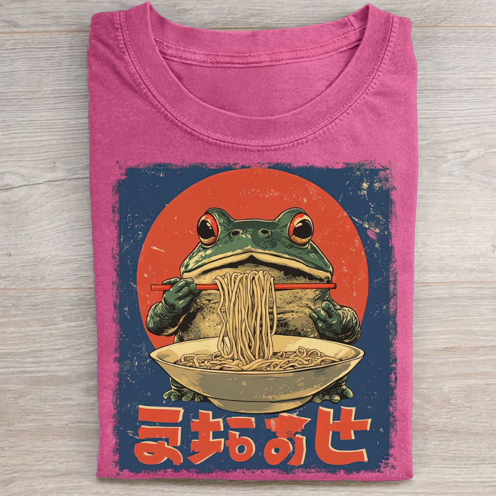Retro Frog Ramen Graphic Washed Tee