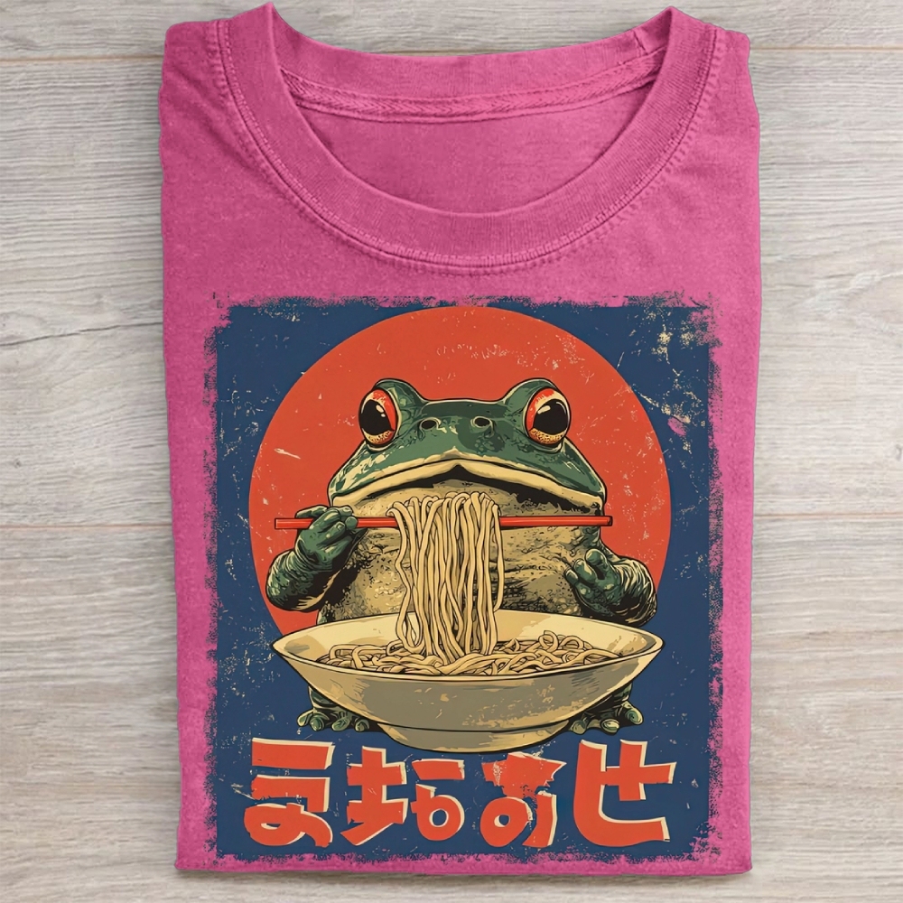 Retro Frog Ramen Graphic Washed Tee