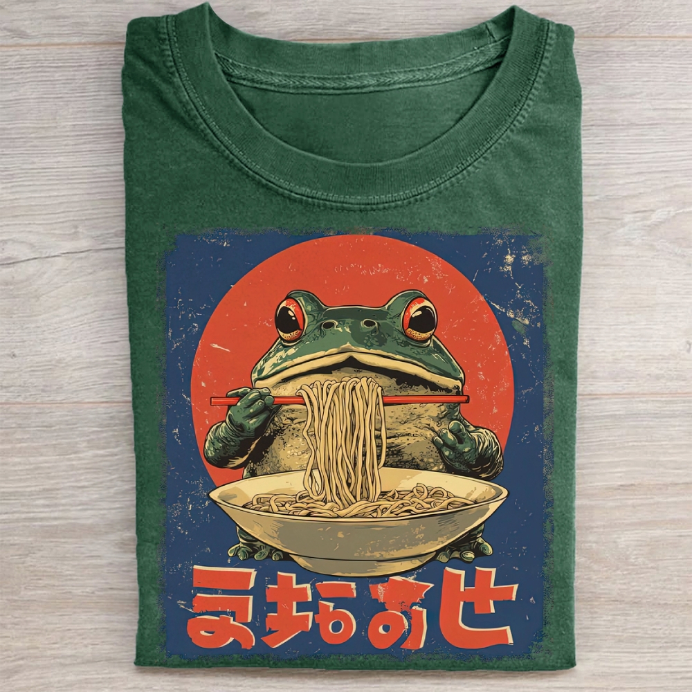 Retro Frog Ramen Graphic Washed Tee