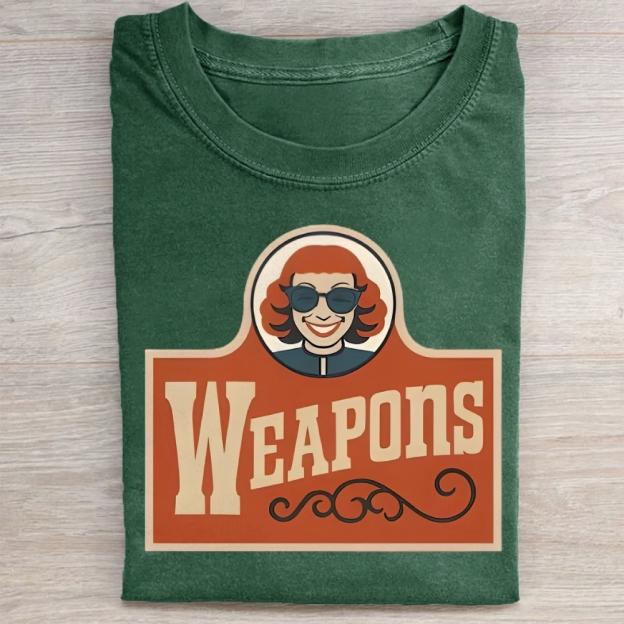 Vintage Satire Graphic Weapons  Washed Tee 