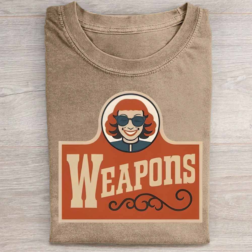 Vintage Satire Graphic Weapons  Washed Tee 