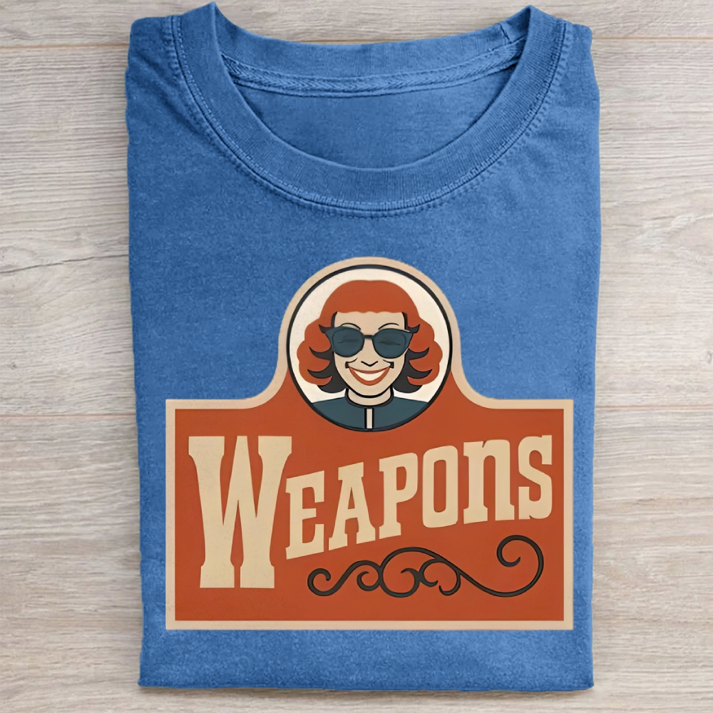 Vintage Satire Graphic Weapons  Washed Tee 