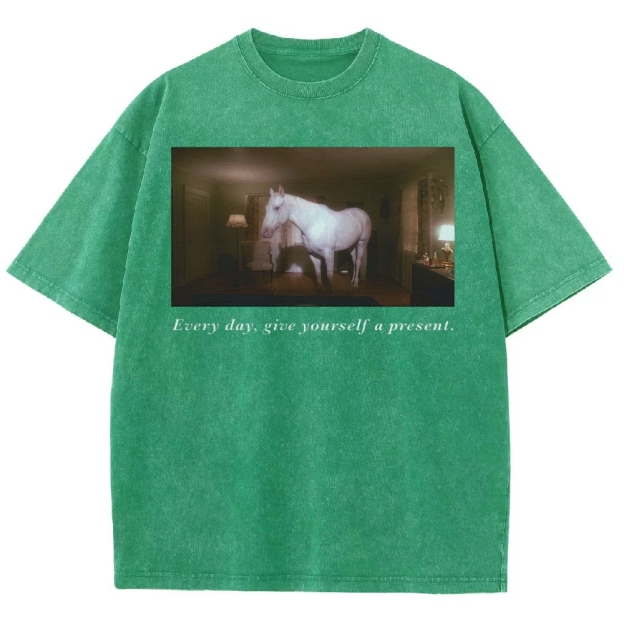 White Horse Dream Surreal Film Movie  Washed T-Shirt 