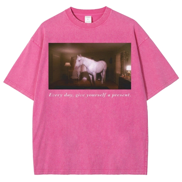 White Horse Dream Surreal Film Movie  Washed T-Shirt 