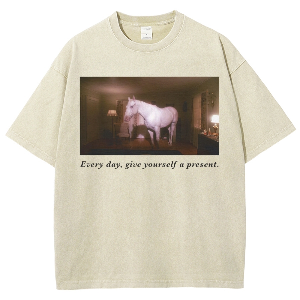 White Horse Dream Surreal Film Movie Washed T-Shirt