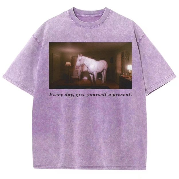White Horse Dream Surreal Film Movie  Washed T-Shirt 