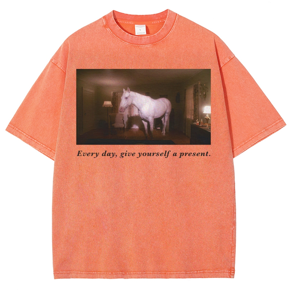 White Horse Dream Surreal Film Movie  Washed T-Shirt 