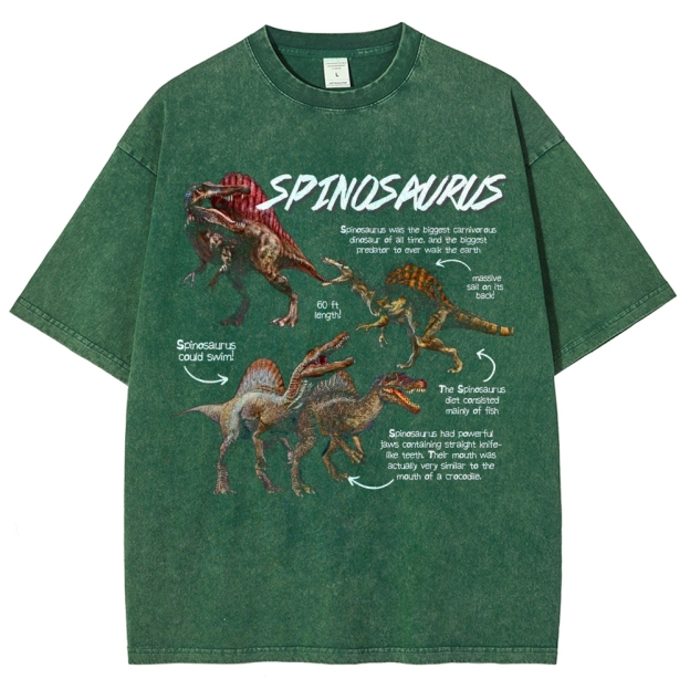 "Spinosaurus" Dinosaur Info Graphic Washed T-Shirt