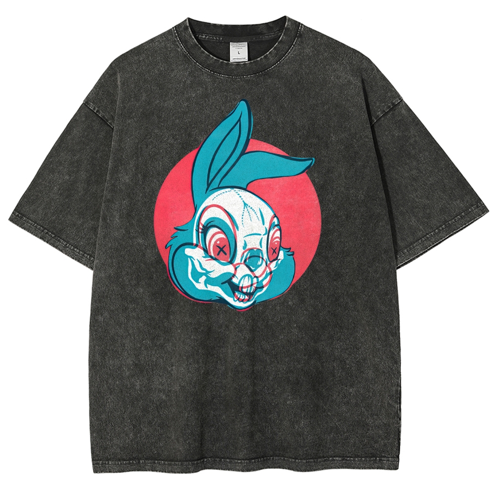 "Creepy Bunny" Retro Horror Washed T-Shirt