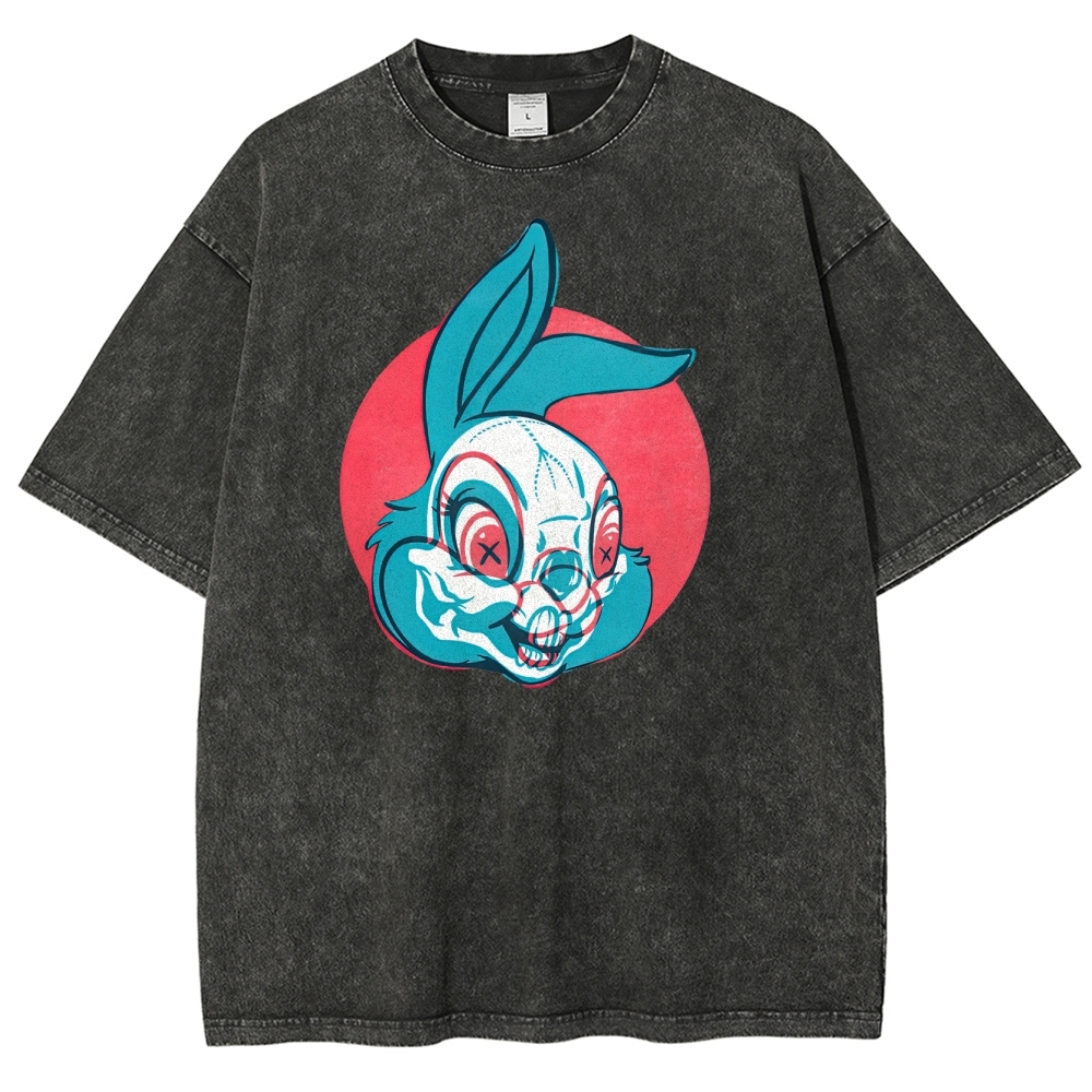 "Creepy Bunny" Retro Horror Washed T-Shirt