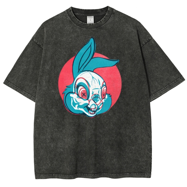 "Creepy Bunny" Retro Horror Washed T-Shirt