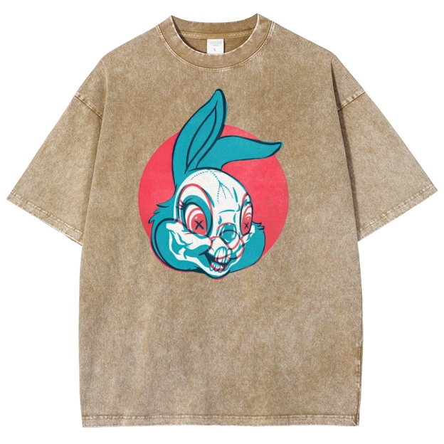 "Creepy Bunny" Retro Horror Washed T-Shirt