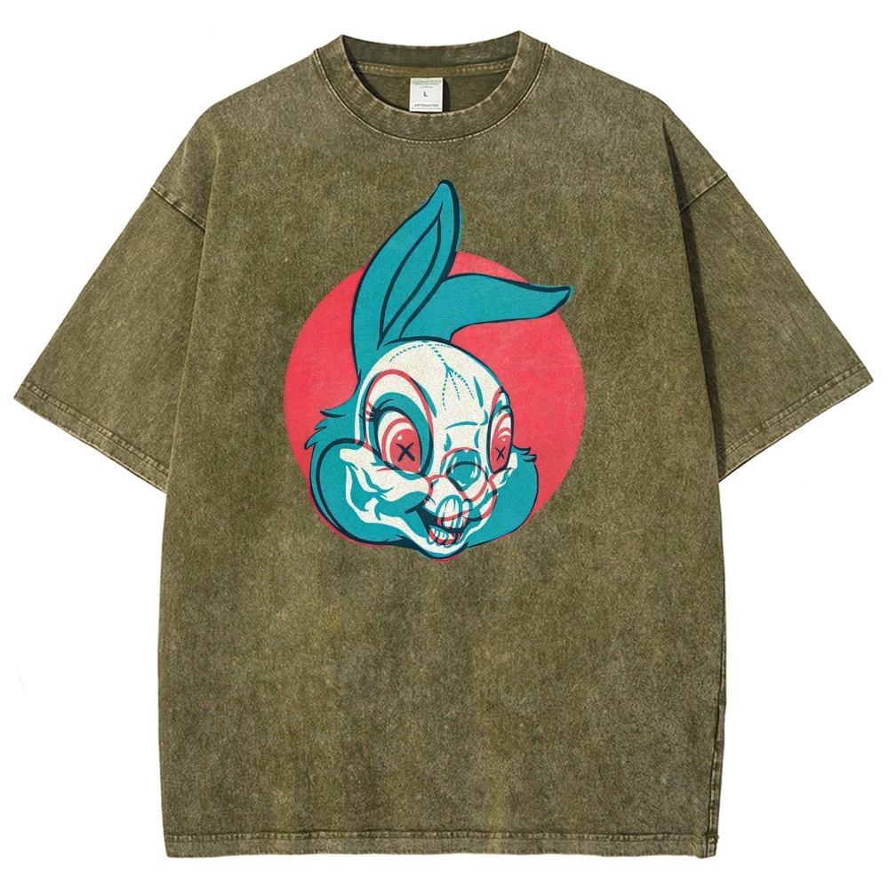 "Creepy Bunny" Retro Horror Washed T-Shirt