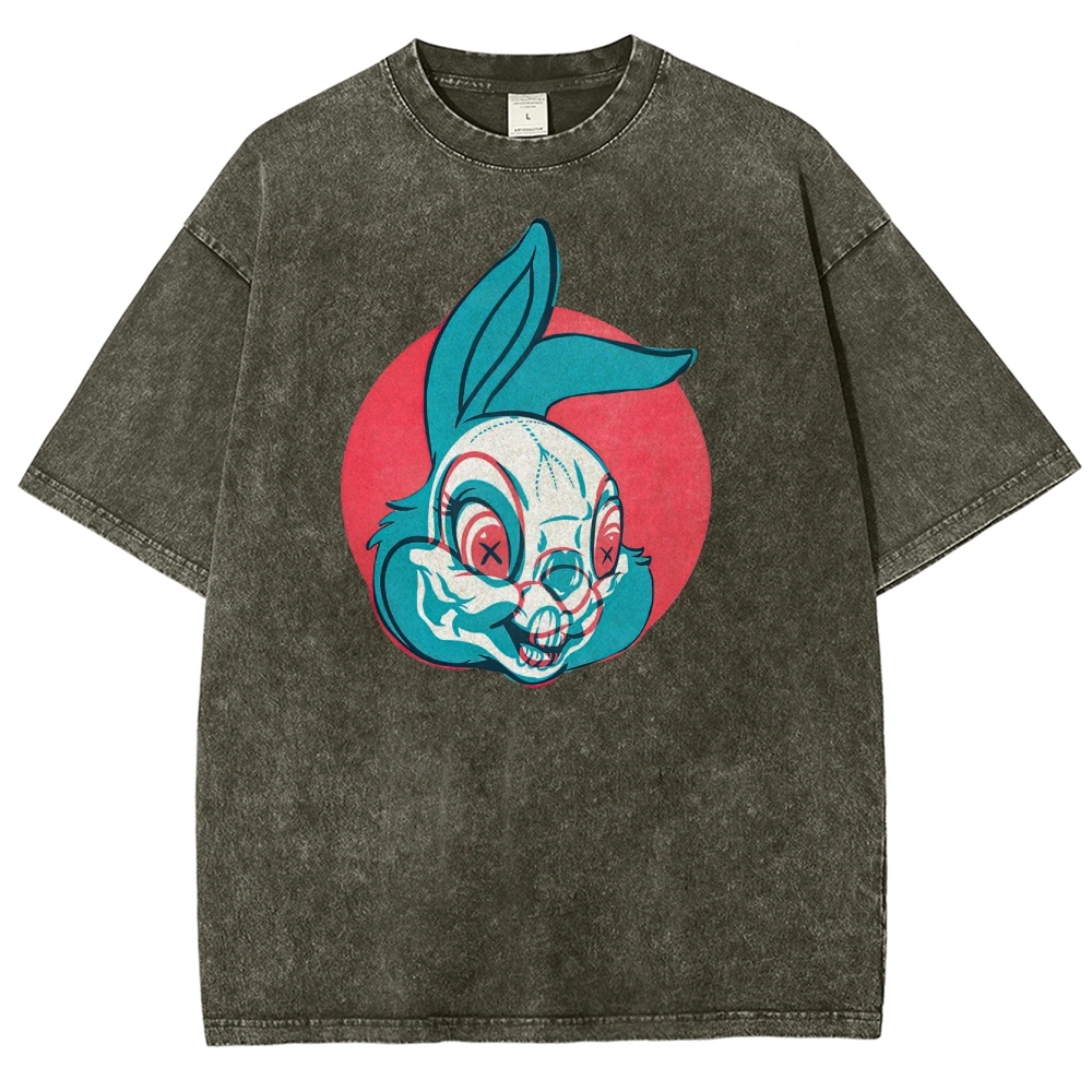 "Creepy Bunny" Retro Horror Washed T-Shirt