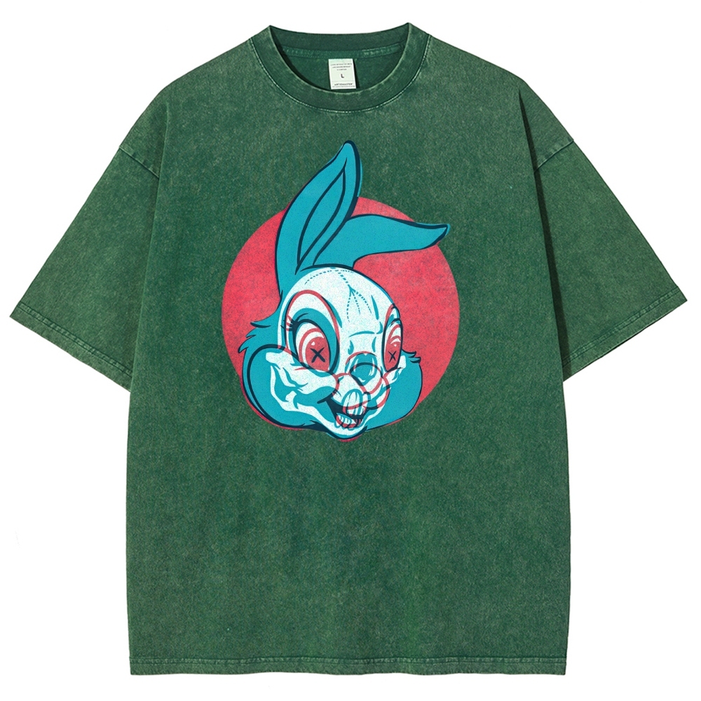 "Creepy Bunny" Retro Horror Washed T-Shirt