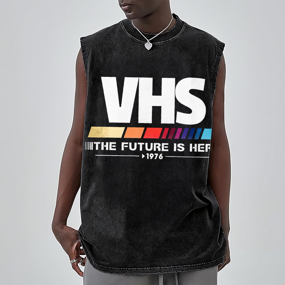 Retro VHS 1976 Graphic Washed Vest