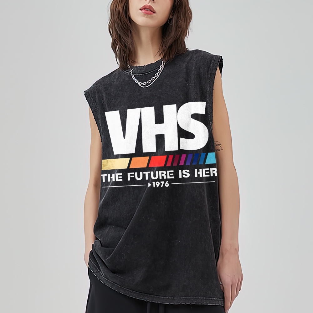 Retro VHS 1976 Graphic Washed Vest