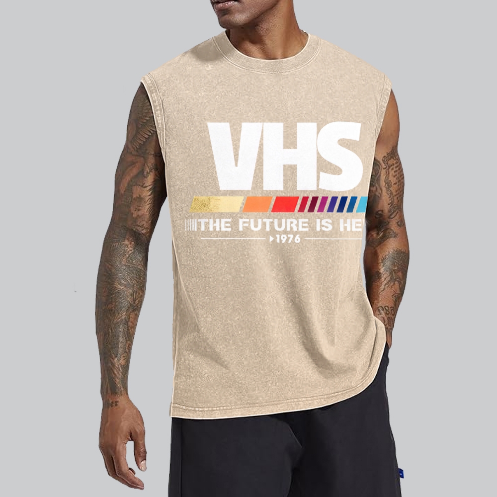 Retro VHS 1976 Graphic Washed Vest