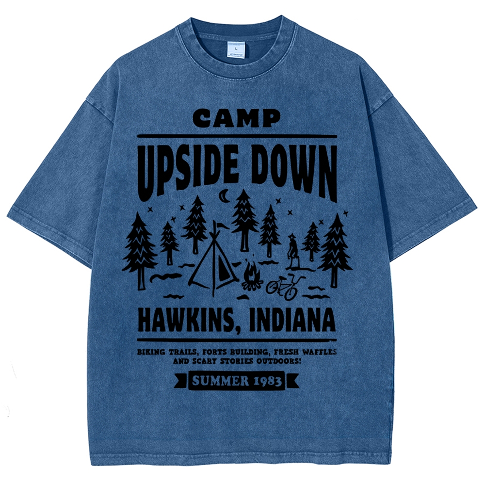 "Camp Upside Down" Retro Horror Washed T-Shirt