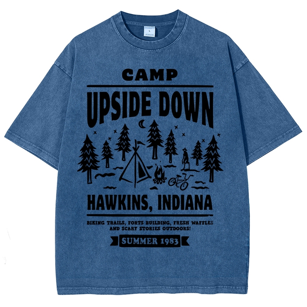 "Camp Upside Down" Retro Horror Washed T-Shirt