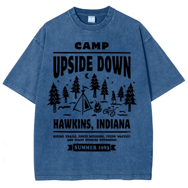 "Camp Upside Down" Retro Horror Washed T-Shirt