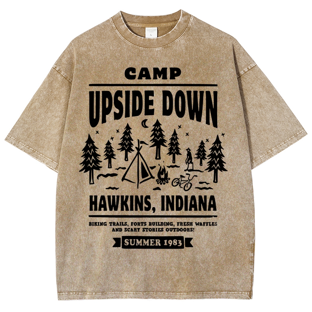 "Camp Upside Down" Retro Horror Washed T-Shirt