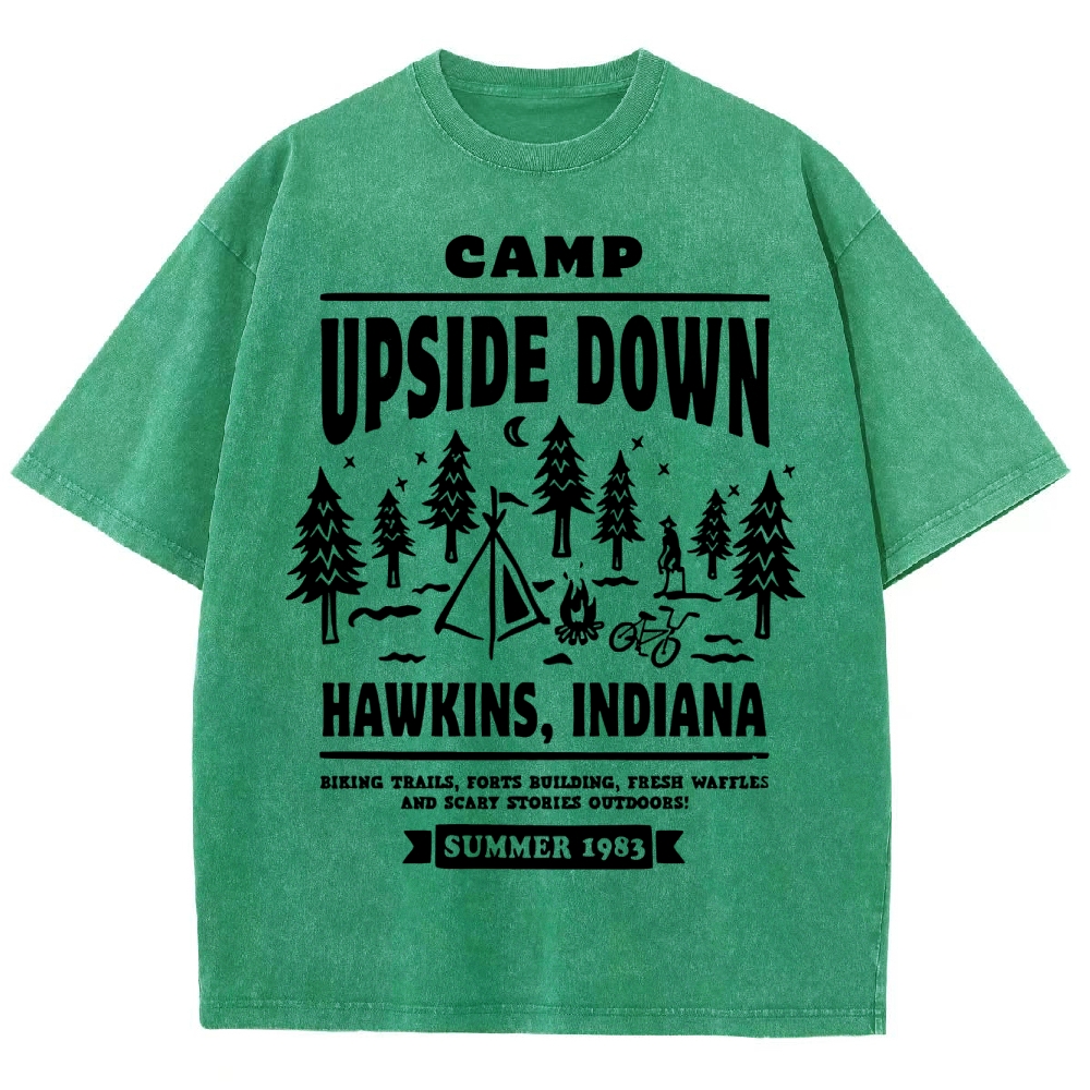 "Camp Upside Down" Retro Horror Washed T-Shirt