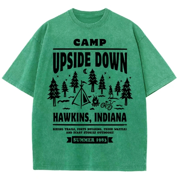 "Camp Upside Down" Retro Horror Washed T-Shirt