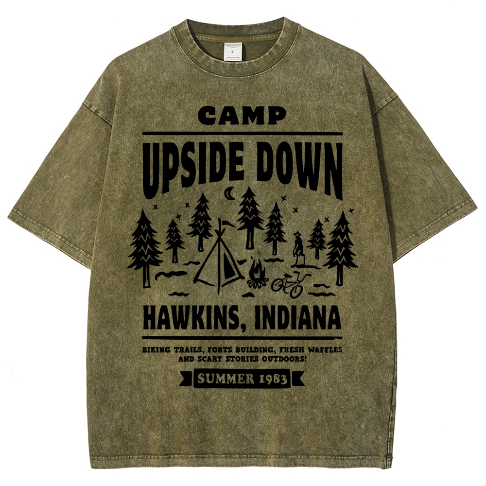 "Camp Upside Down" Retro Horror Washed T-Shirt