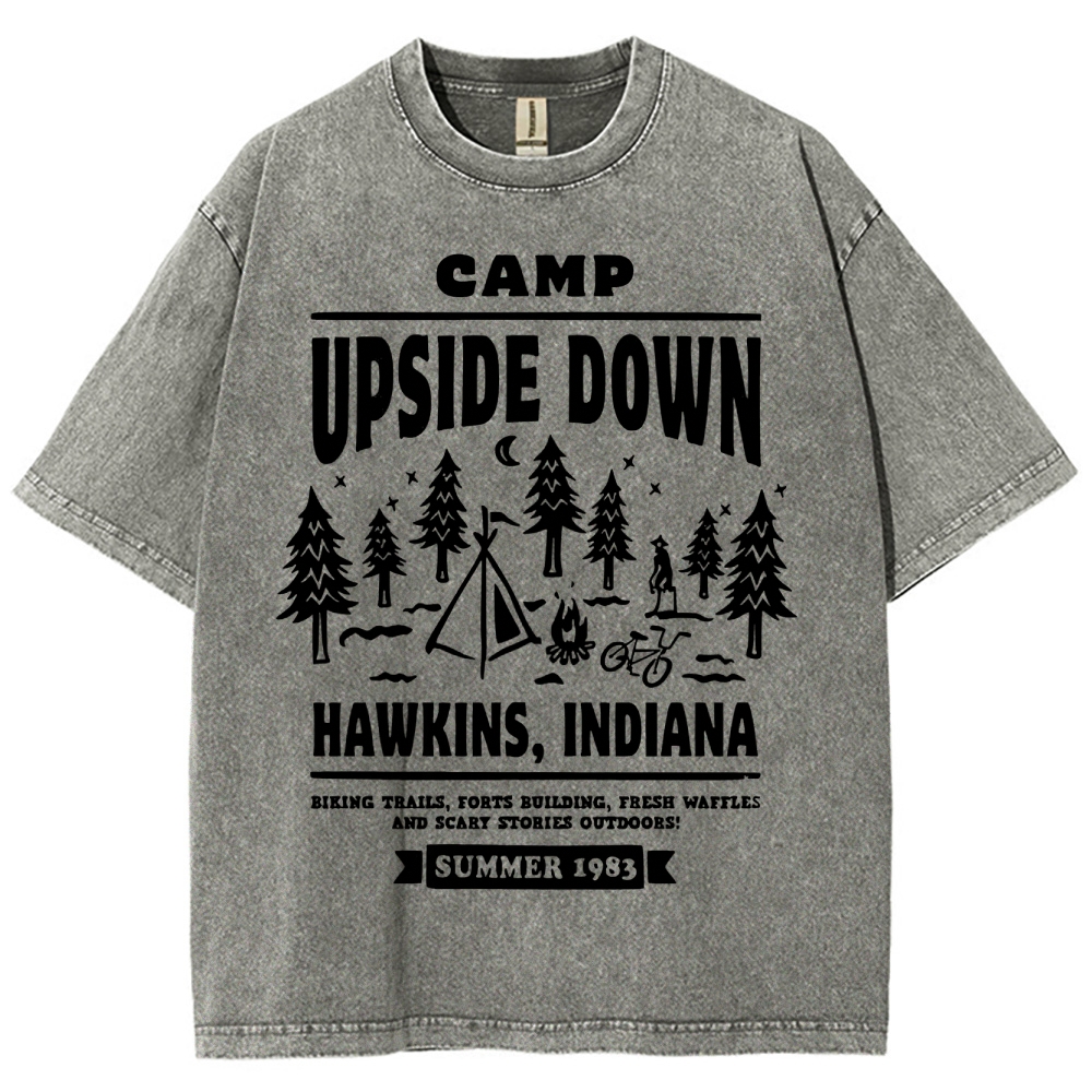 "Camp Upside Down" Retro Horror Washed T-Shirt