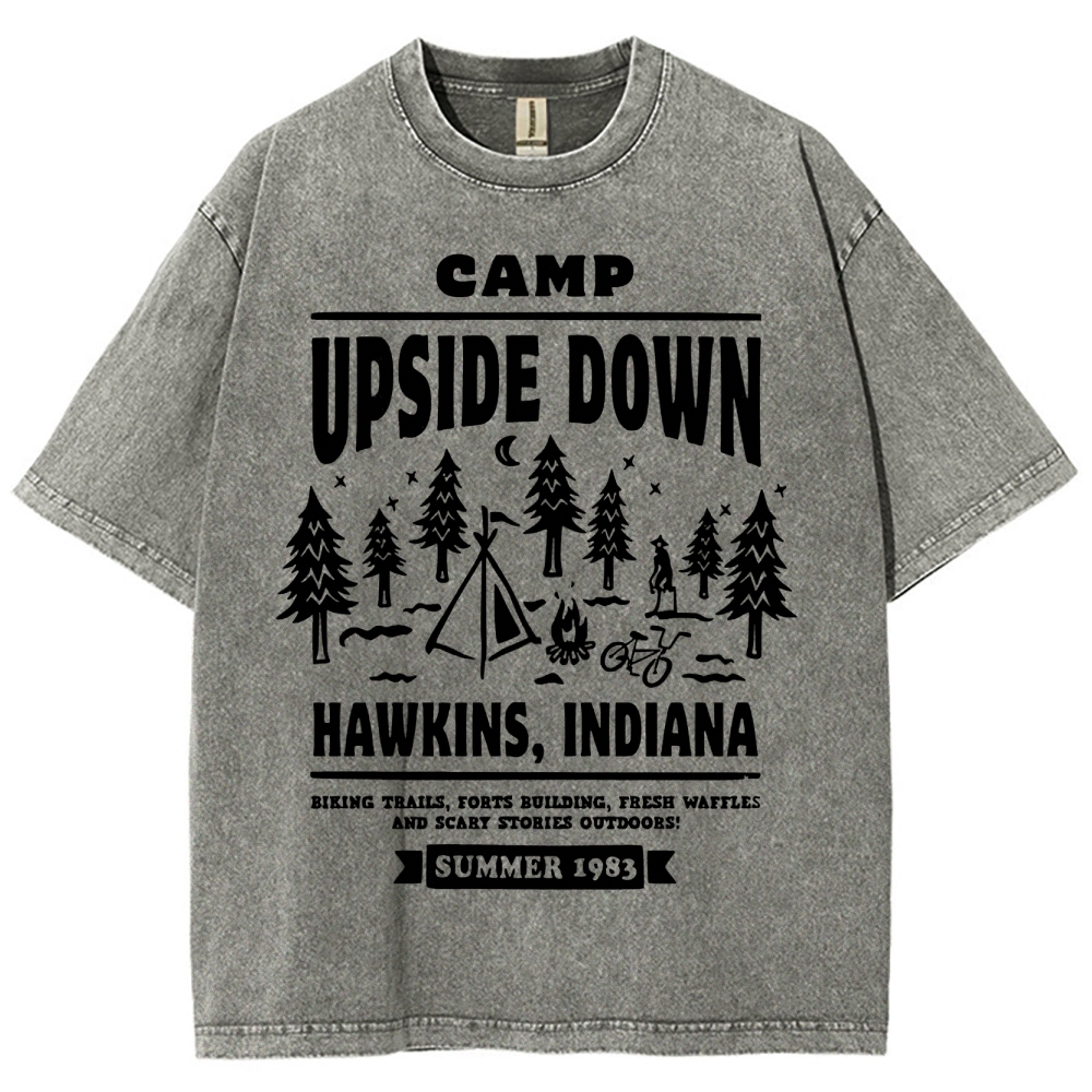"Camp Upside Down" Retro Horror Washed T-Shirt