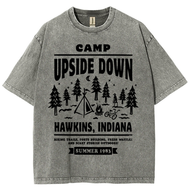 "Camp Upside Down" Retro Horror Washed T-Shirt