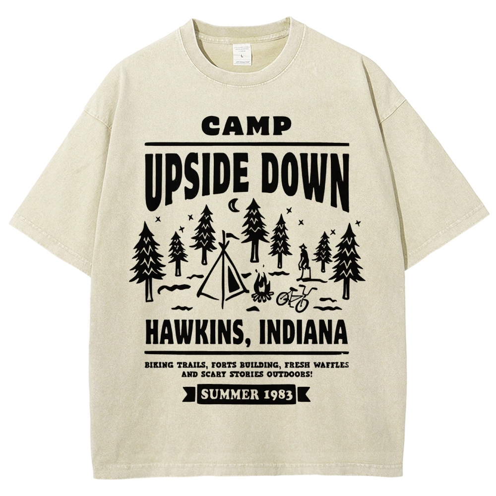"Camp Upside Down" Retro Horror Washed T-Shirt