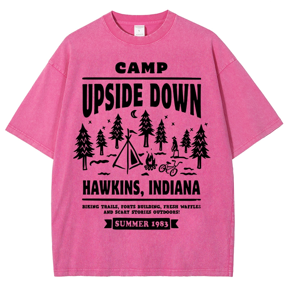 "Camp Upside Down" Retro Horror Washed T-Shirt