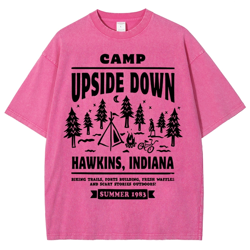 "Camp Upside Down" Retro Horror Washed T-Shirt