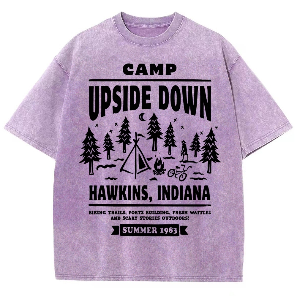 "Camp Upside Down" Retro Horror Washed T-Shirt