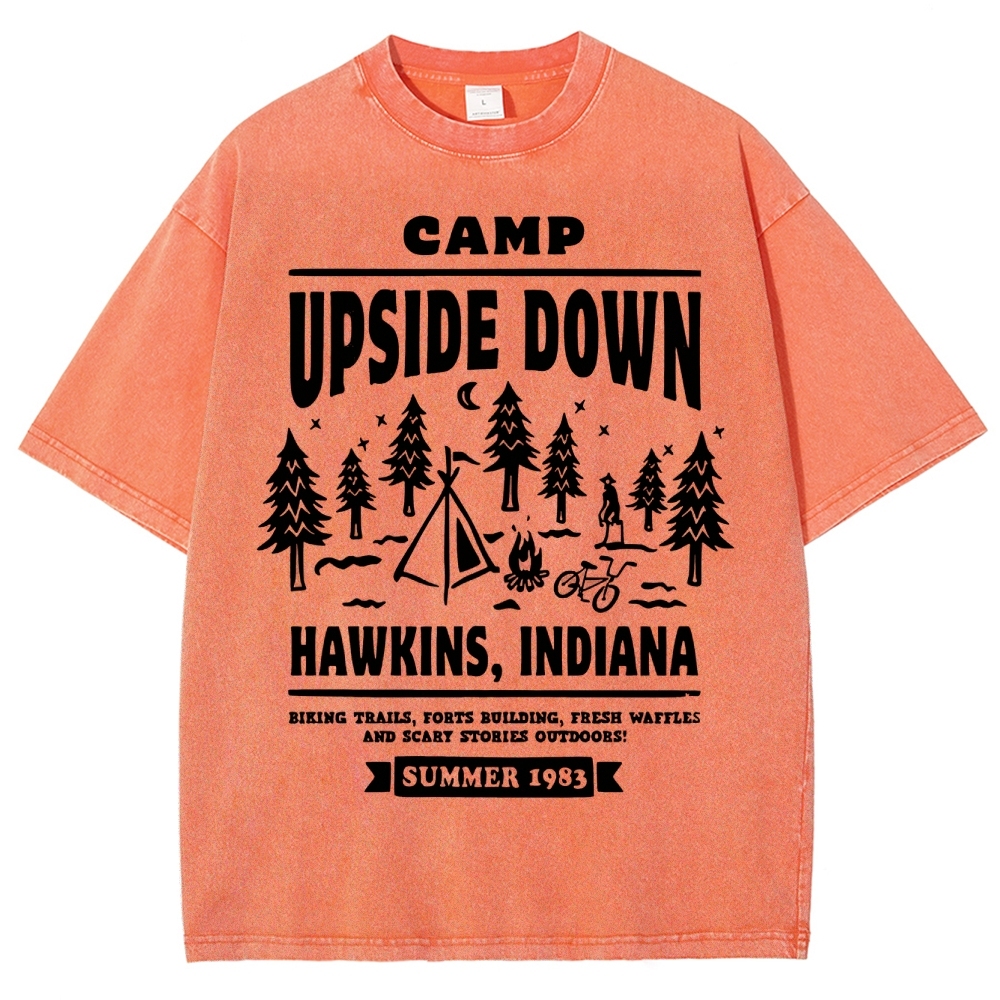 "Camp Upside Down" Retro Horror Washed T-Shirt